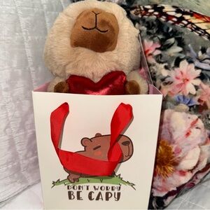 Charming Brown and Cream Stuffed Capybara Valentine's Day SOLD OUT